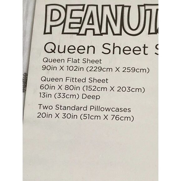 Peanuts Snoopy Charlie Brown Holiday Christmas Queen Size Soft Sheet Set NEW - Picture 10 of 15